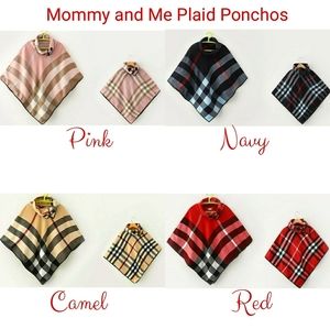 Mommy and Me Matching SET Plaid Ponchos - 4 Colors, Thanksgiving, Christmas Gift